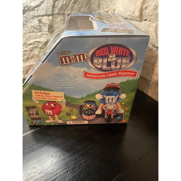 M&M Candy Dispenser Red White & Blue Freedom Rider Motor Cycle with Sidecar NEW - Picture 3 of 6